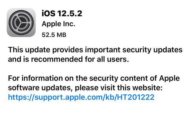 汉台苹果手机维修分享iOS12.5.2发布，建议所有老苹果用户安装 